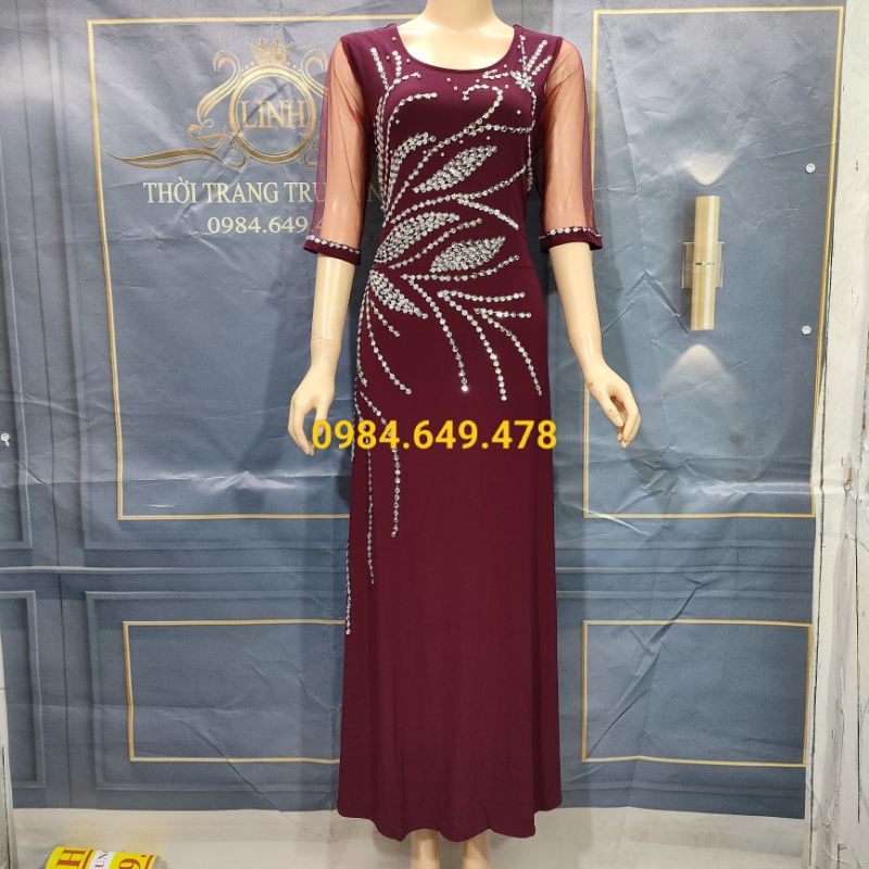 Đầm dạ hội trung niên cao cấp thêu tay mã 73