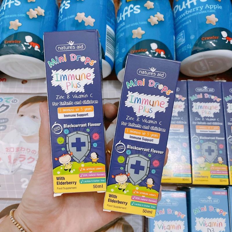 Tăng sức đề kháng Mini Drops Immune Plus Nature Aid - Bổ sung kẽm Vitamin C