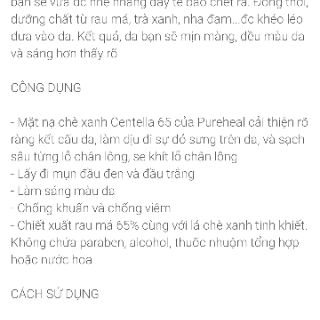 Mặt nạ đất sét rau má + trà xanh ( order )
