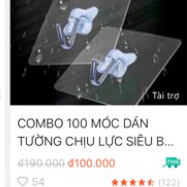 Combo 100 Móc Dán Tường Chịu Lực