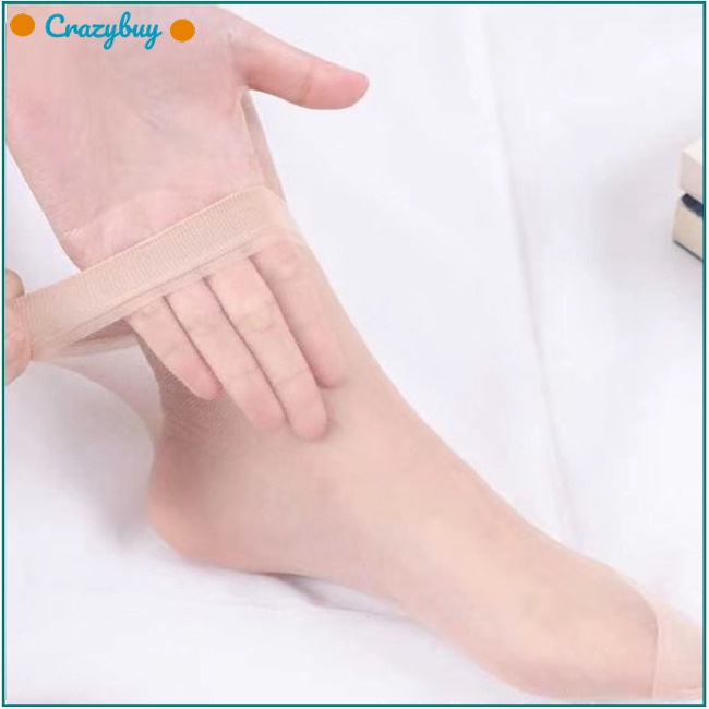 CR 1 Pair Of Women Sheer  Socks Crystal Silky Socks Ultra-thin Anti-hook Silk Ankle High Soft Socks