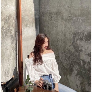 [🚛Sale 40%] Áo trễ vai thắt nơ Korean[Ảnh thật kèm video]