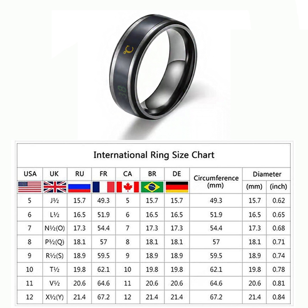 Nhẫn Thép Titan Cảm Biến Nhiệt Độ Chống Nước Thông Minh Dành Cho Nam Và Nữ