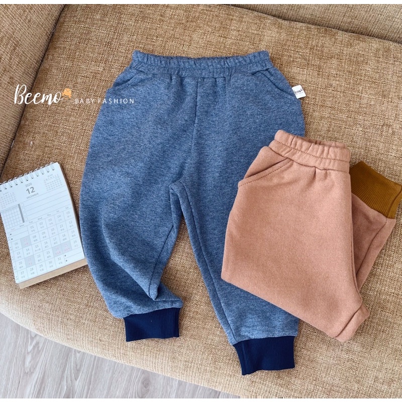 Bộ nỉ da cá dài tay in hình chú cho siêu cute cho bé trai mặc thu đông