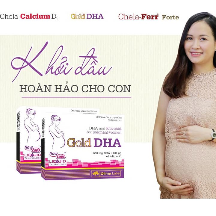 {Hàng Nhập} Viên bầu Gold DHA - Vitamin tổng hợp DHA, axit folic cho thai nhi khỏe mạnh, thông minh (30 viên)