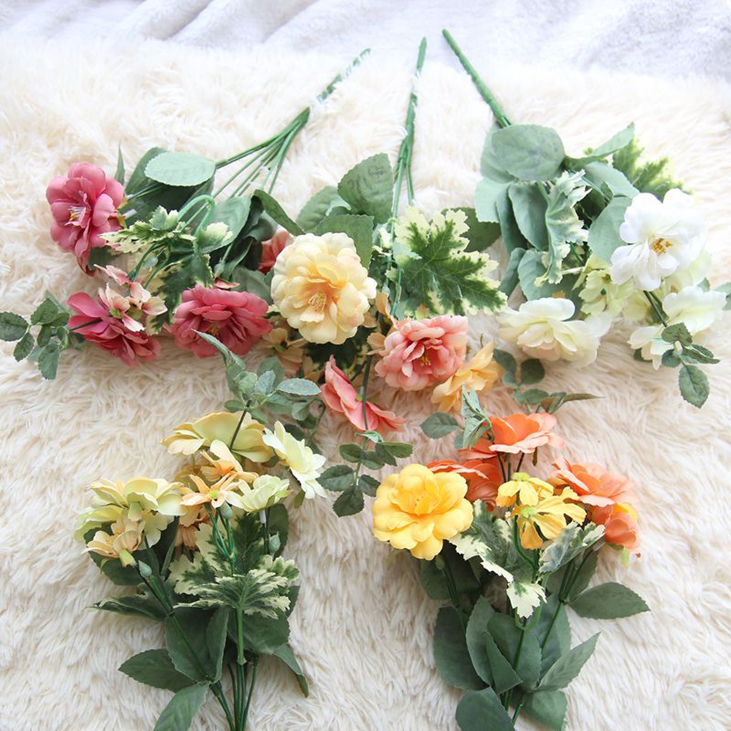 1 Bó Hoa Giả Bằng Lụa Nhân Tạo Nhiều Màu Sắc Trang Trí Nhà Cửa/Sự Kiện