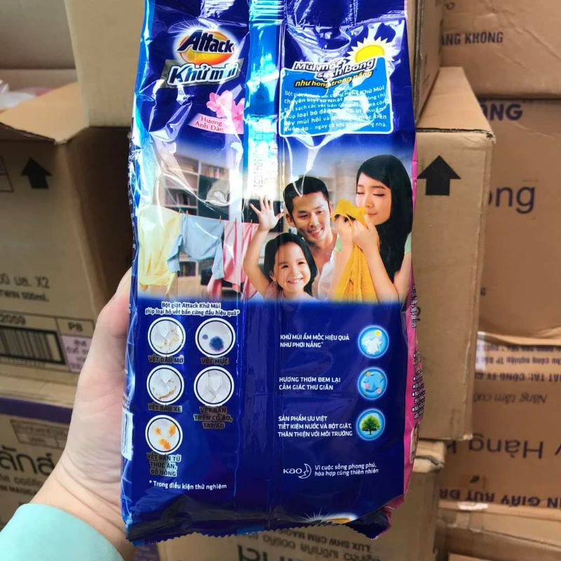 BỘT GIẶT ATTACK KHỬ MÙI MỚI  Hương hoa anh đào 720g