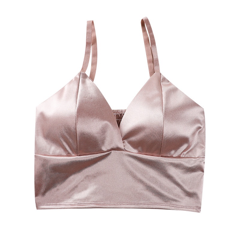 Áo lót Ecmln vải satin cổ chữ V gợi cảm cho nữ tùy chọn màu sắc