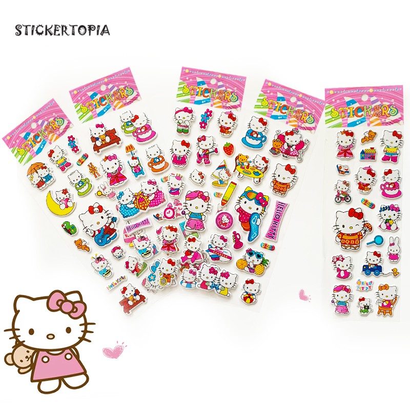 Tờ sticker hình Hello Kitty 3D trang trí dễ thương