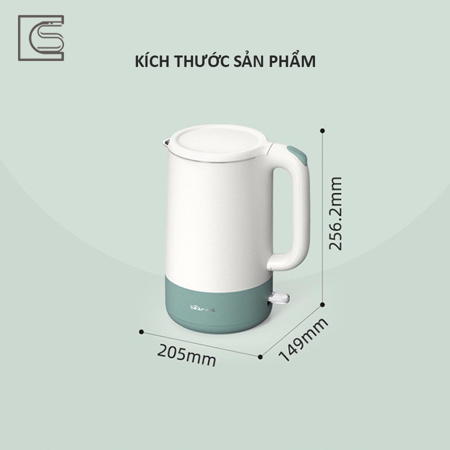 Ấm siêu tốc Bear 1.7L 1500W ấm đun siêu tốc, lõi Inox chống gỉ - Bảo hành 12 tháng