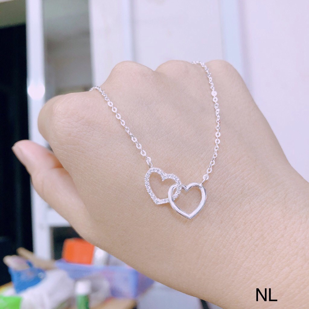 Dây chuyền bạc nữ cao cấp đính đá tim lồng đẹp cá tính - Kho sỉ bạc Nhất Linh