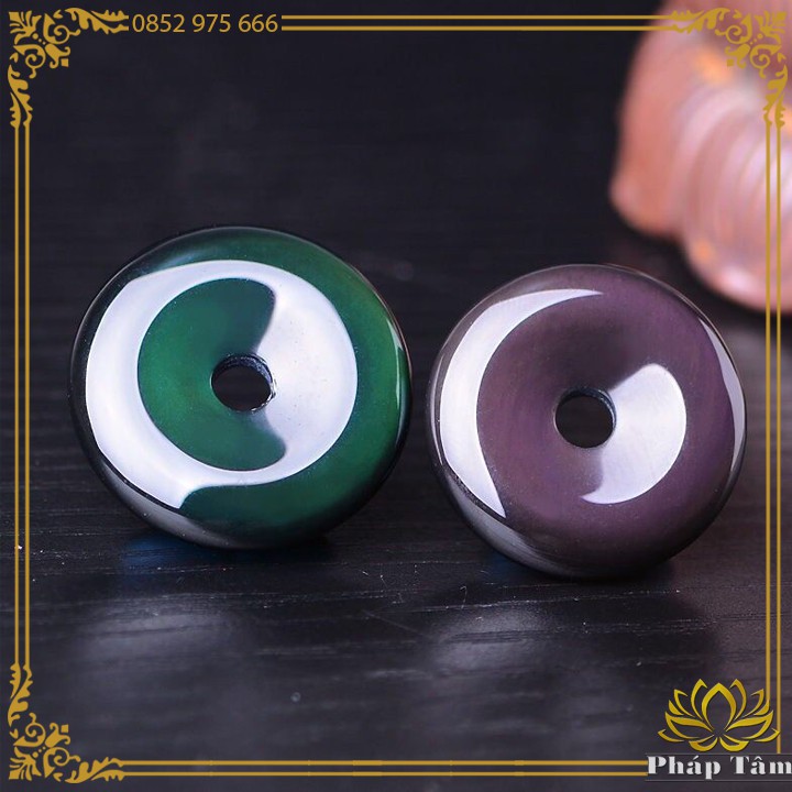Dây Chuyền Đồng Điếu Mặt Đá Obsidian Cầu Vồng Tự Nhiên Hạng AAAA - Tâm Phong Thủy