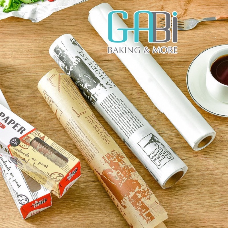 Giấy nến thấm dầu hoạ tiết tờ báo 30cm*8m lót nồi chiên không dầu