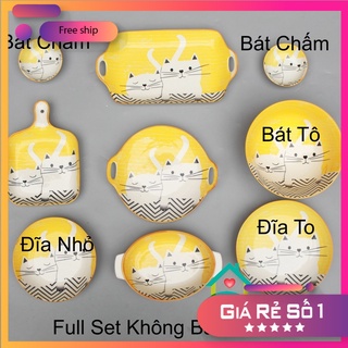 Bát Ăn Cơm Bộ Bát Đĩa Sứ Decor Chén Dĩa Dễ Thương Cute Cao Cấp V01