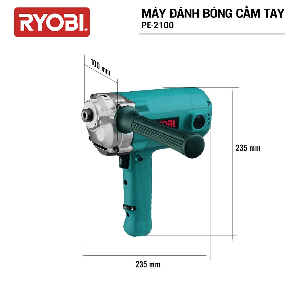 Máy đánh bóng cầm tay đa năng điện 950W RYOBI (KYOCERA) - PE-2100 (Kèm Môtơ chổi than)