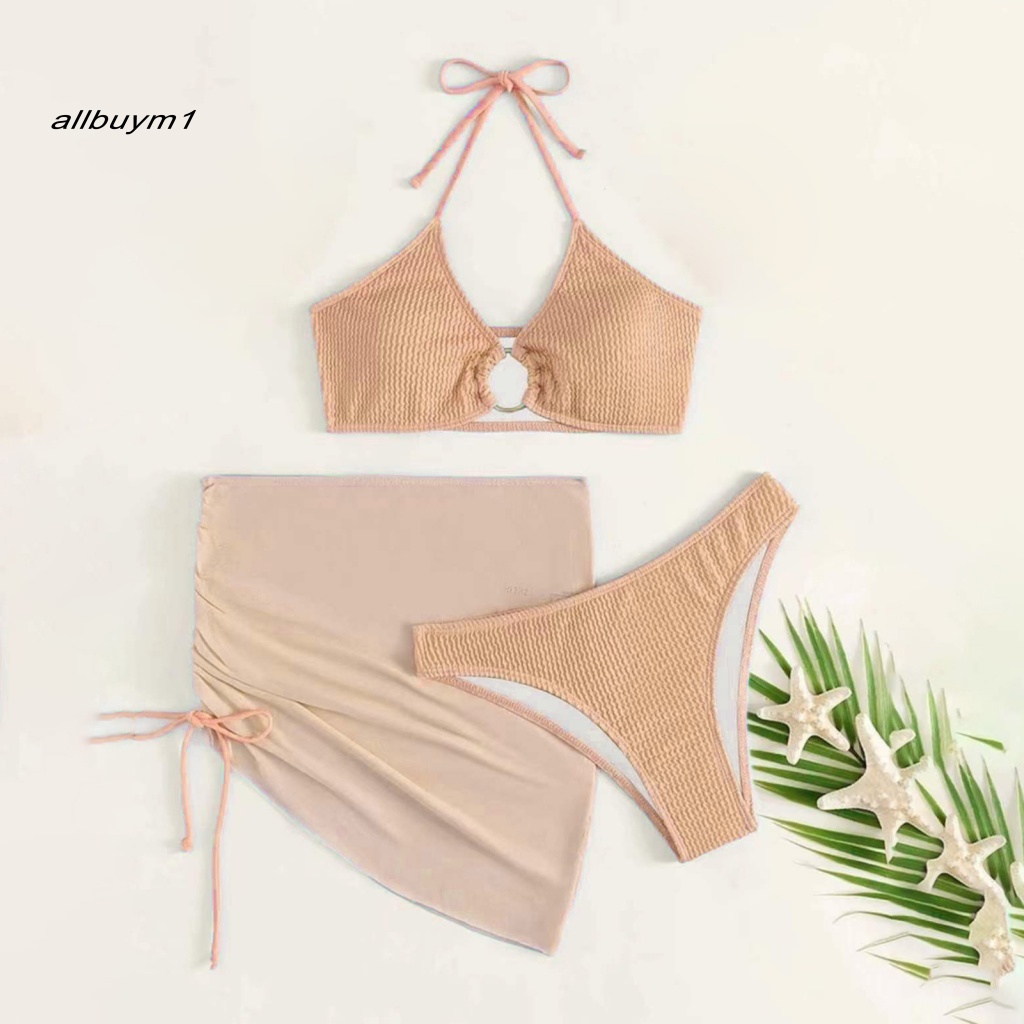 Bộ Bikini Cột Dây Cổ Yếm Dáng Ôm Thời Trang Mùa Hè Quyến Rũ Cho Nữ