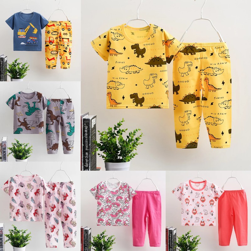 Boy Underwear Pyjamas Baby Kids Clothing Baby Shirts Bộ Đồ Ngủ Cho Bé 1-8 Tuổi In Hình Khủng Long Dễ Thương