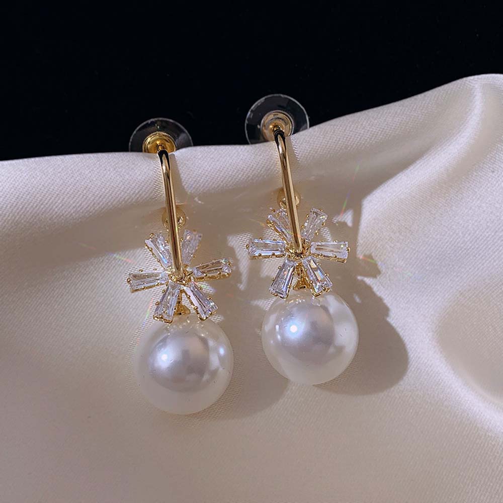 Epoch Bông Tai Hình Chữ C Đính Ngọc Trai Đơn Giản Phong Cách Hàn Quốc