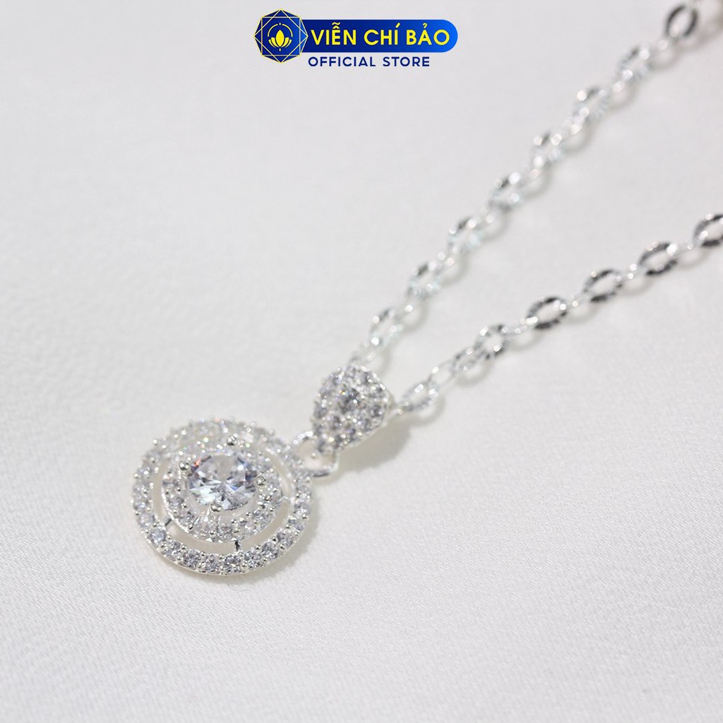 Dây chuyền bạc nữ tròn đính đá chất liệu bạc 925 thời trang phụ kiện trang sức nữ Viễn Chí Bảo D400776