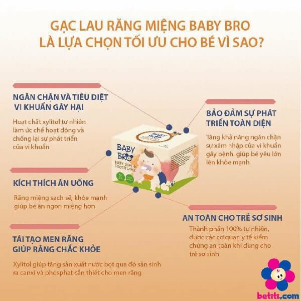 [CHÍNH HÃNG] BABY BRO - gạc lau răng miệng trẻ em