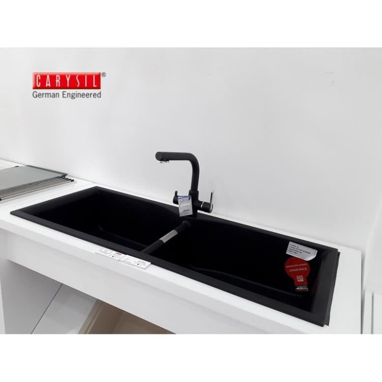 Chậu Rửa Chén CARYSIL Bằng Đá Granite 2 Hố Lớn LAC1-03 - Màu Đen