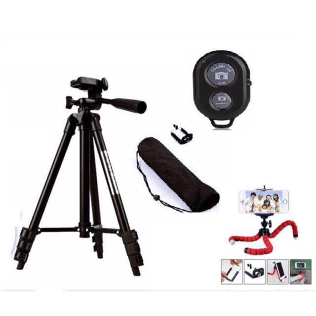 Bộ 1 Tripod TF-3120A kèm 1 Kẹp điện thoại và 1 Remote (Tặng Giá Đỡ Bạch Tuộc Đa Năng)