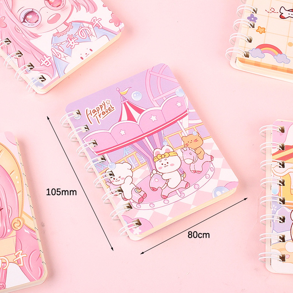 Sổ tay mini cute lò xo a7 có dòng kẻ 160 trang giá rẻ văn phòng phẩm Gôn đồ chơi