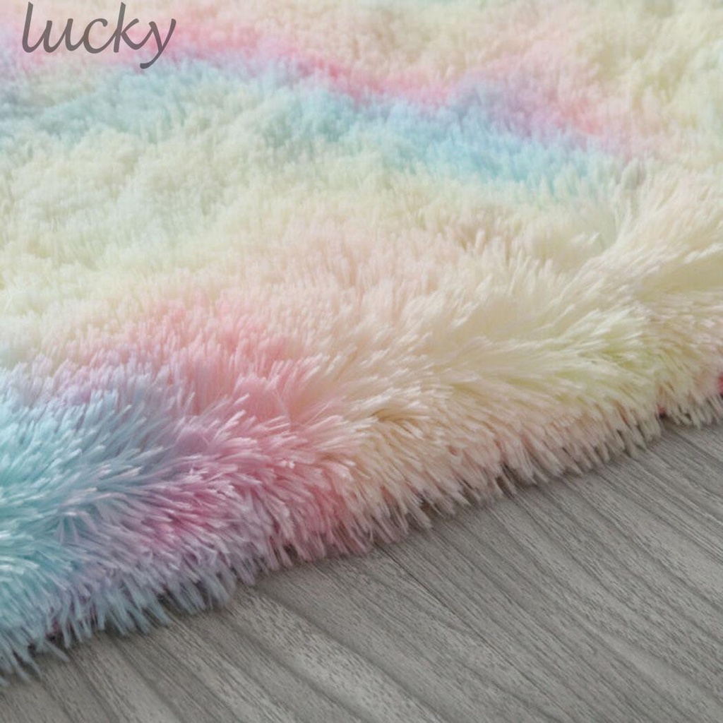 Thảm Lót Sàn Hình Tròn Màu Cầu Vồng Chống Trượt 60cm Tiện Dụng