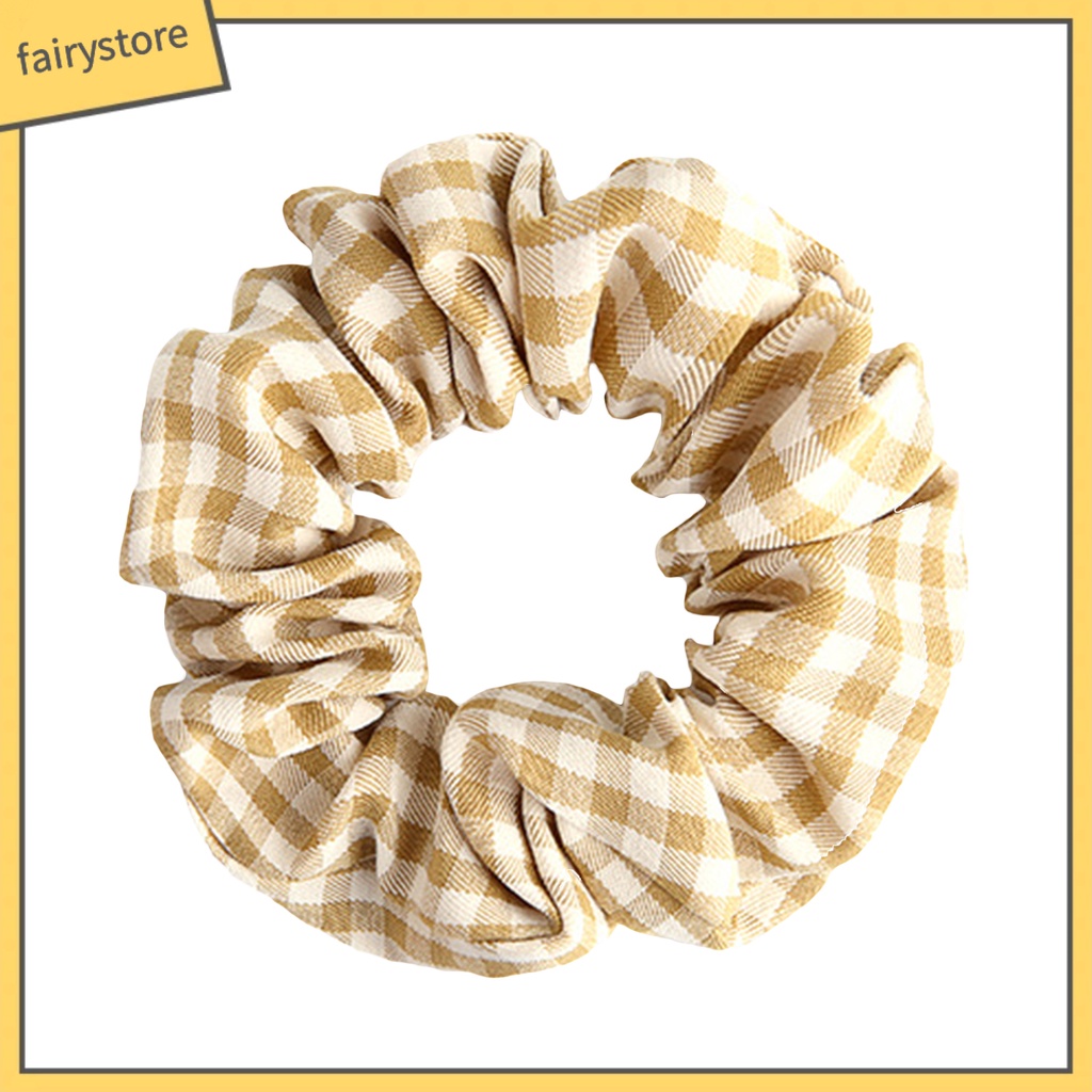 Dây Buộc Tóc Hoạ Tiết Sọc Ca Rô Phong Cách Hàn Quốc