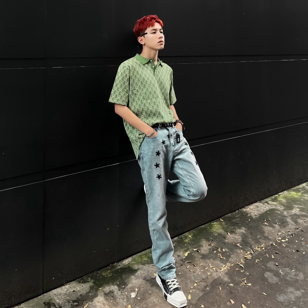 DVRK - Áo polo họa tiết Monogram JADE GREEN - DVRK - 22SS