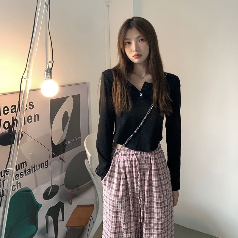 Áo Thun Dệt Kim Tay Dài Dáng Ngắn Thời Trang 2022 Cho Nữ