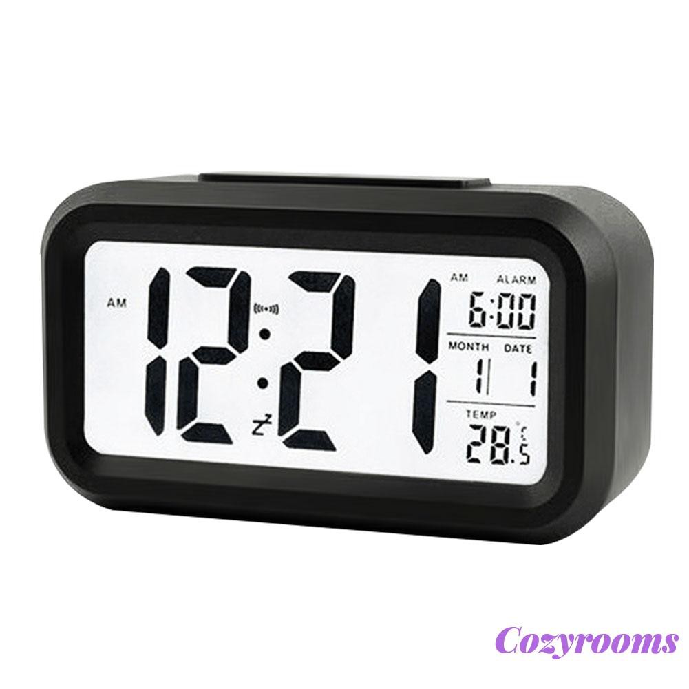 Temperature Alarm Clock Battery Digital Backlight Calendar Snooze Clock Watch Household Supplies