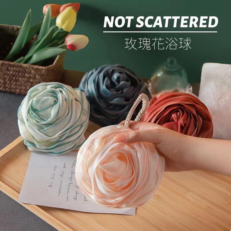 Bông Tắm Hình Hoa Hồng Cỡ Lớn Mềm Mại Tẩy Tế Bào Chết Có Móc Treo Tiện Lợi