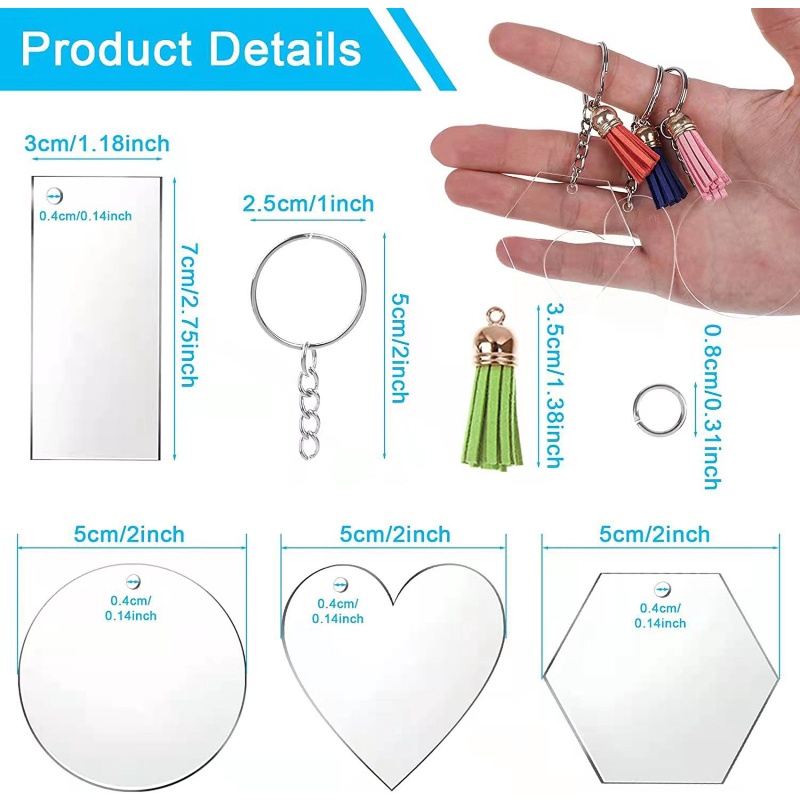 Set 128 Miếng Nhựa Acrylic Làm Móc Khóa / Trang Sức Nhiều Màu Sắc