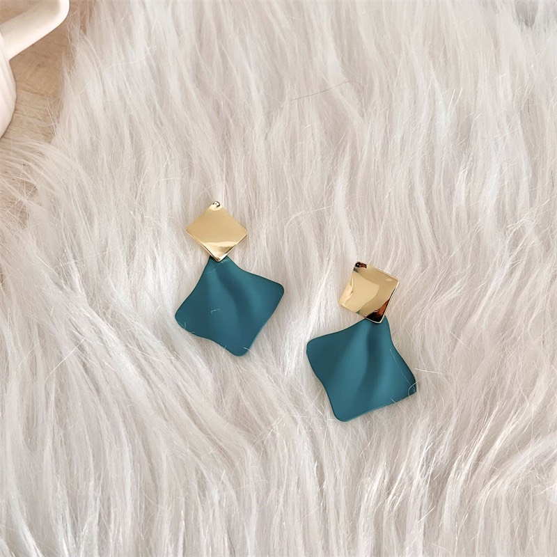 Khuyên tai hình học xanh mùa hè rực rỡ mạ bạc 925 K1093