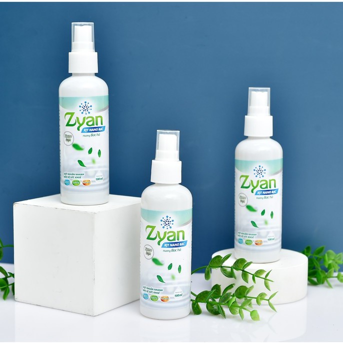 Xịt Kháng Khuẩn Nano Bạc Zyan Hương Bạc Hà-Siêu Diệt Khuẩn Bề Mặt, An toàn
