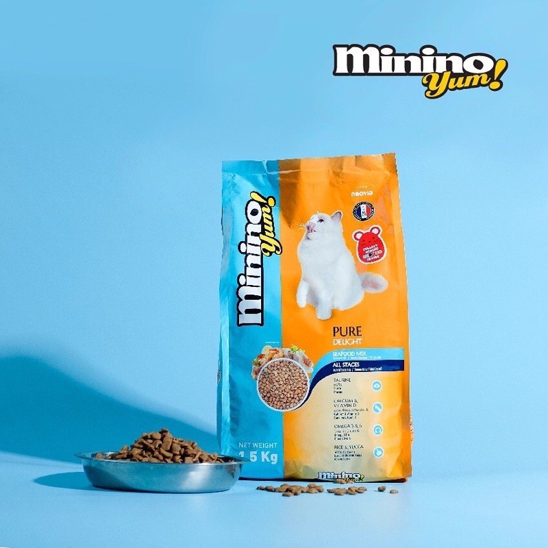 Thức Ăn Hạt Cho Mèo Minino Yum 1.5kg Vị Hải Sản