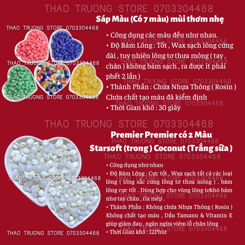 Sỉ Sáp Wax Lông Premier - Hard Wax Beans Nhập Khẩu Cao Cấp- 1 kí Sáp Wax Lông - 500g Sáp Wax Lông