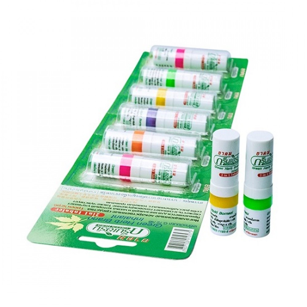 Lốc 6 Ống Hít Thông Mũi 2 đầu GREEN HERB Thái Lan