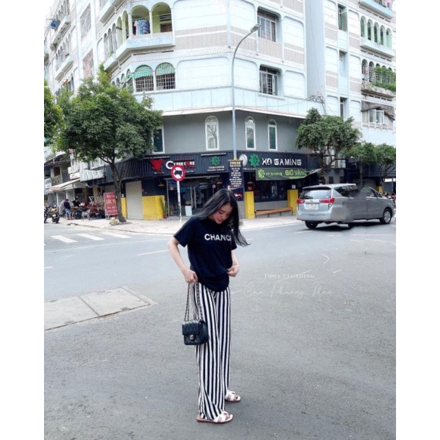 Set áo phông, quần ống rộng đẹp.Đồ bộ nữ dễ thương, áo chữ phối quần suông đẹp.Set đồ nữ đẹp