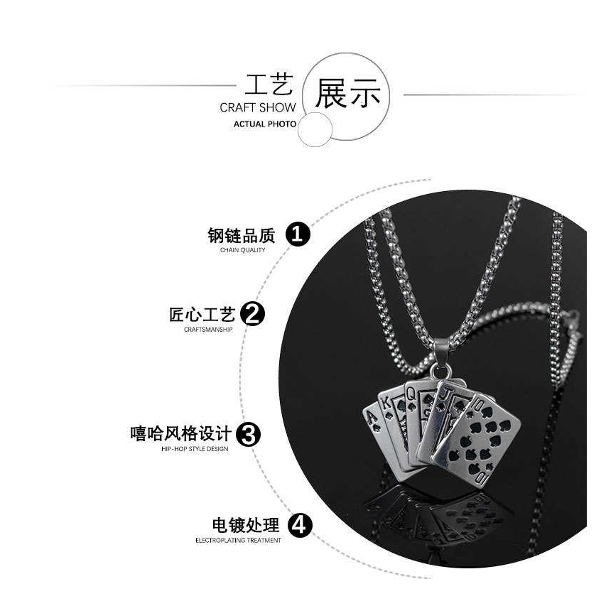 Dây chuyền thép titan mặt bài tây hợp thời trang 22170