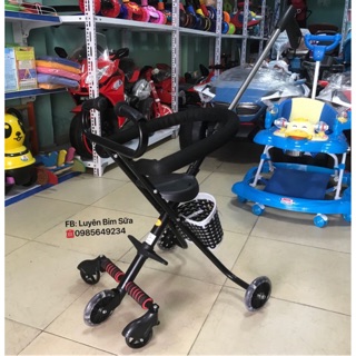 Xe đẩy siêu thị 5 bánh có giỏ sịn sò