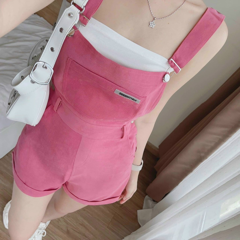 (Sale FreeShip) Sét yếm đùi nữ,yếm kaki nhung có túi kèm áo thun borip,thiết kế trẻ trung cá tính đi chơi xinh xĩu