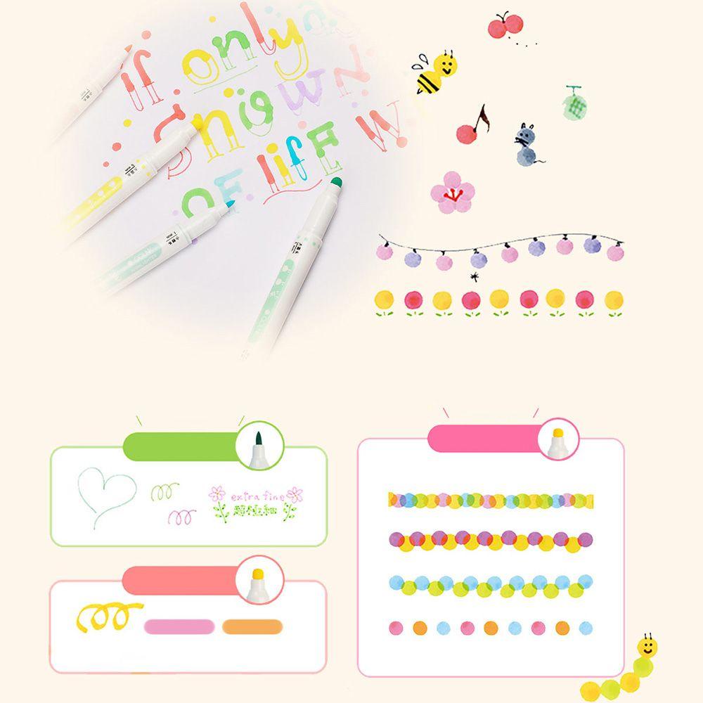 LANSEL Set 6 Bút Vẽ Bắt Sáng Hai Đầu Tiện Dụng