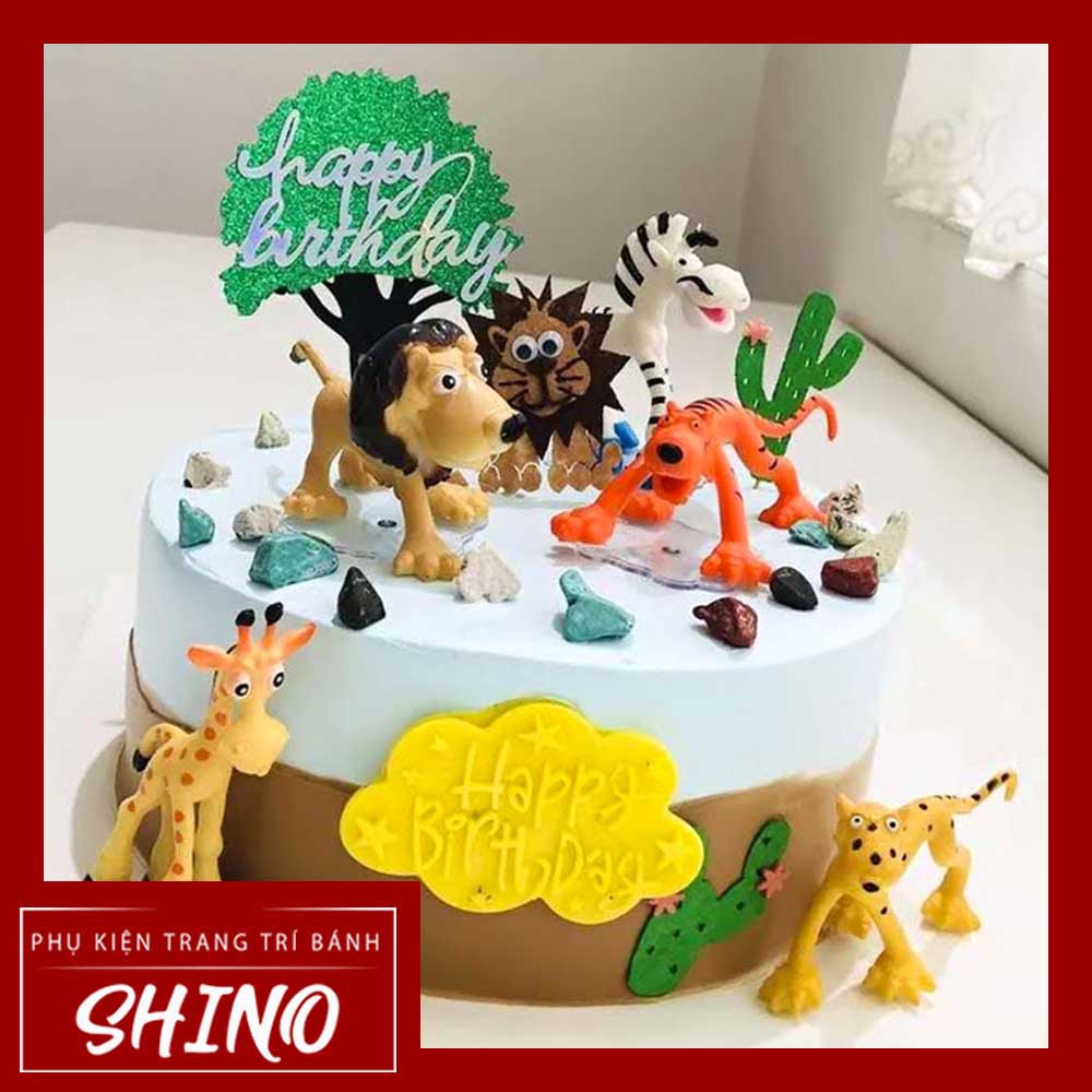 Set đồ chơi động vật hoang dã trang trí bánh