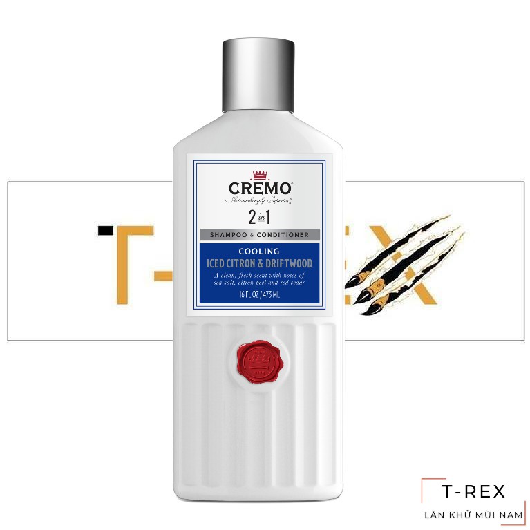Dầu Gội Đầu 2 In 1 Cremo Cooling Iced Citron & Driftwood 473ML (Dầu Gội Xả)