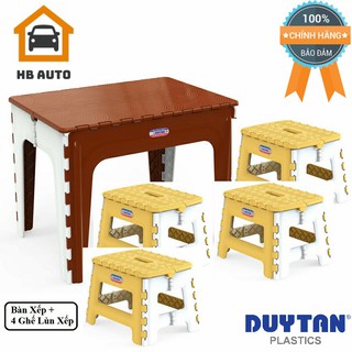 Lô Bàn Xếp Đa Năng Duy Tân 65 x 45 x 50 cm và Bốn Ghế Lùn Xếp Nhỏ Gọn Duy Tân 29.6 x 24 x 21.4 cm