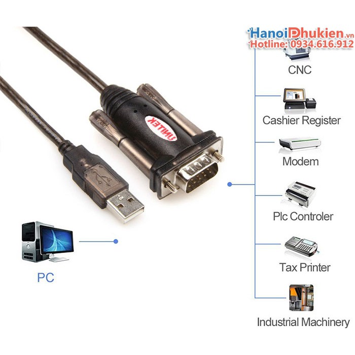 Cáp USB to Com (RS232) 1.5M Unitek Y-105. Hỗ trợ windows 7, 8, 8.1