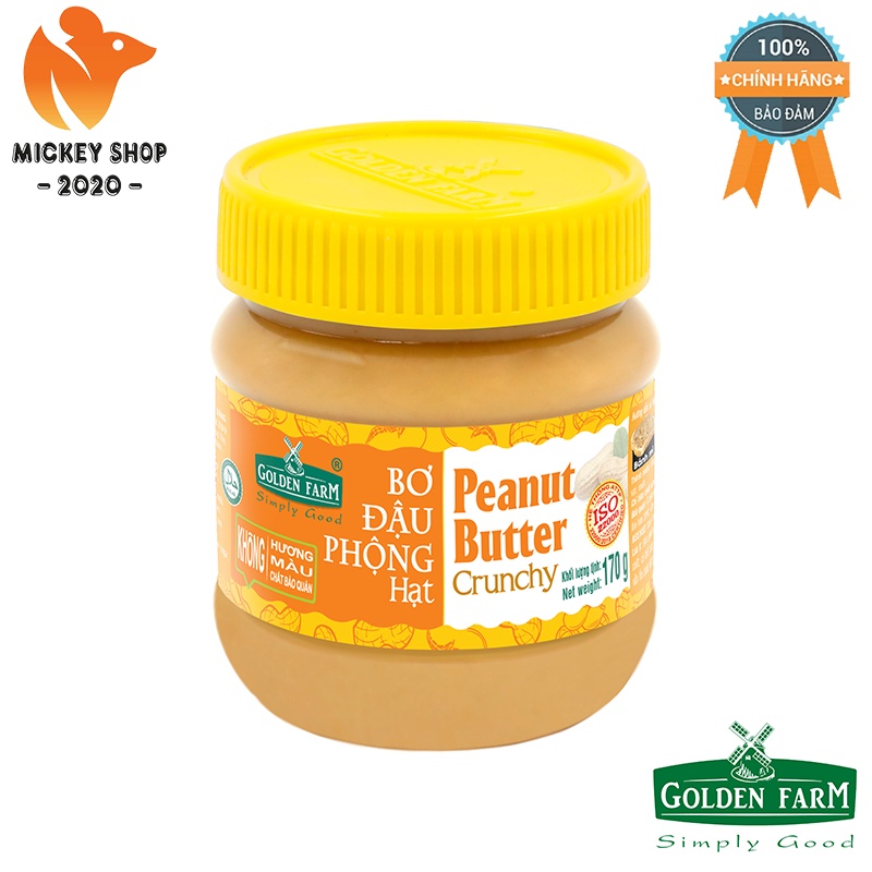 [ BÁN CHẠY ] Bơ Đậu Phộng Hạt Peanut Butter Crunchy Golden Farm 170g, 340g, 510g