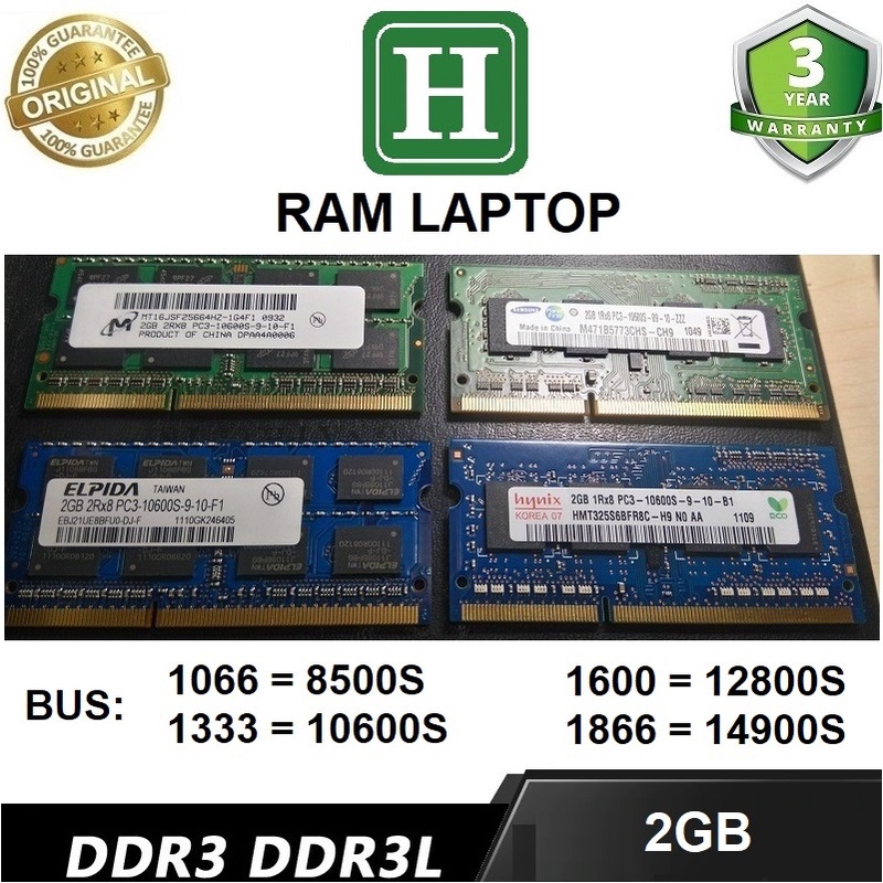 Ram Laptop PC3  2G bus 1333 tháo máy chính hãng, bảo hành 3 năm
